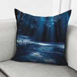 Night Forest And Moonlight Print Pillow Cover