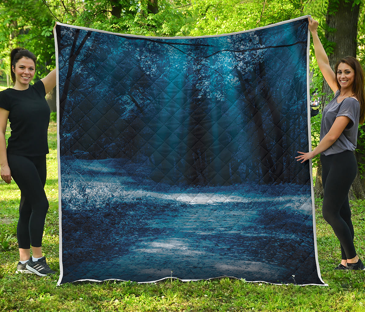 Night Forest And Moonlight Print Quilt