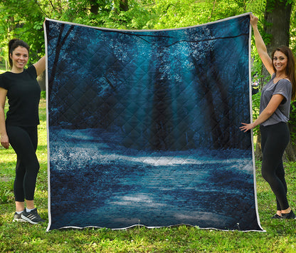 Night Forest And Moonlight Print Quilt