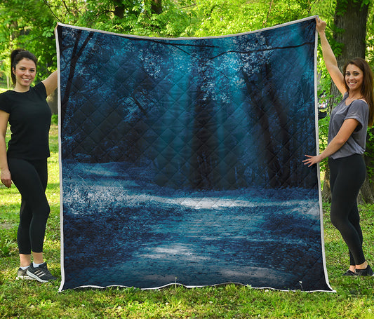 Night Forest And Moonlight Print Quilt