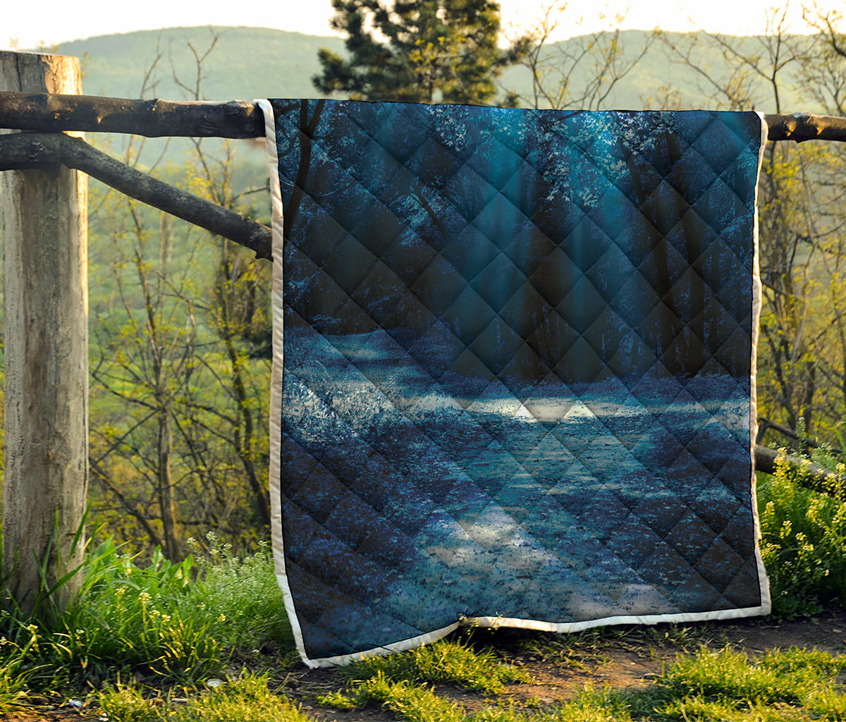 Night Forest And Moonlight Print Quilt