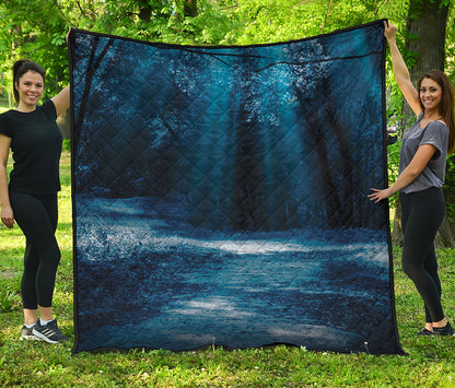 Night Forest And Moonlight Print Quilt