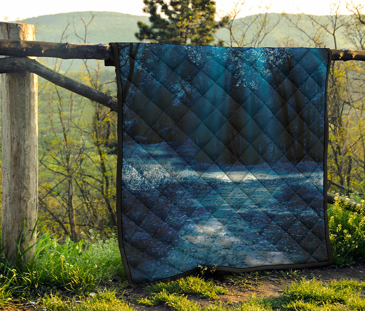 Night Forest And Moonlight Print Quilt