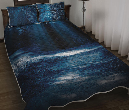 Night Forest And Moonlight Print Quilt Bed Set