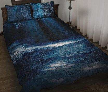 Night Forest And Moonlight Print Quilt Bed Set