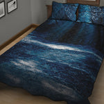 Night Forest And Moonlight Print Quilt Bed Set