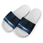 Night Forest And Moonlight Print White Slide Sandals