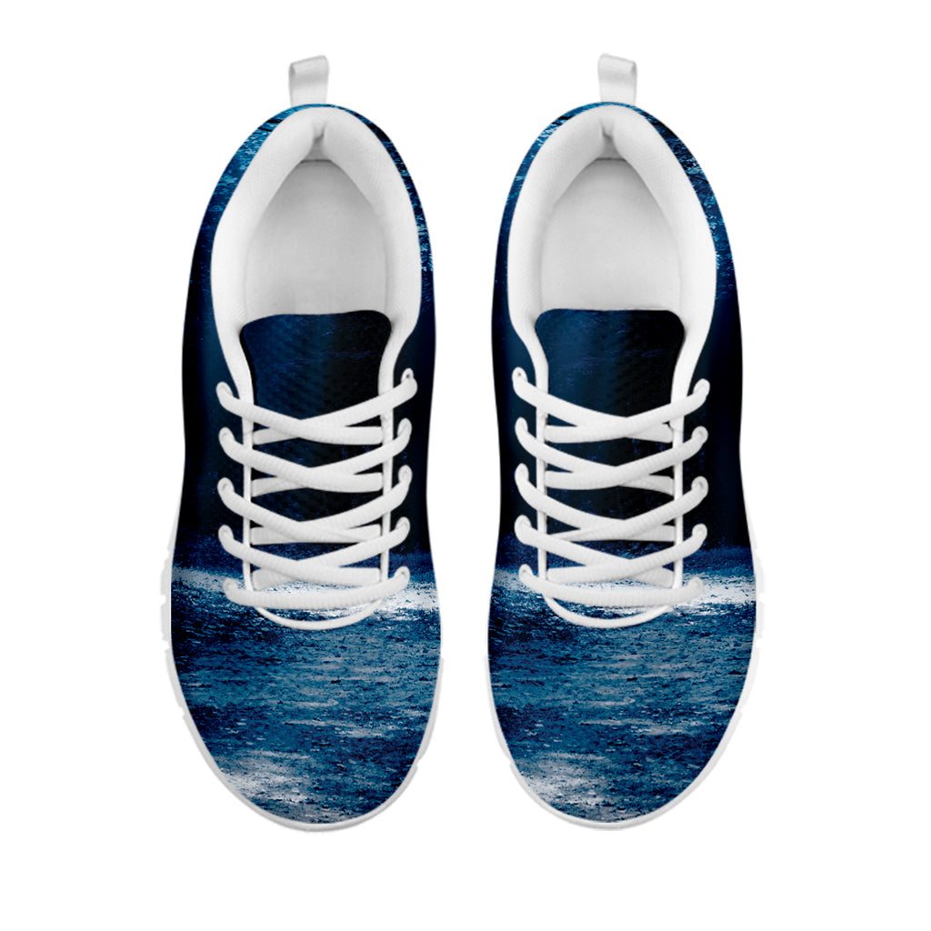 Night Forest And Moonlight Print White Sneakers