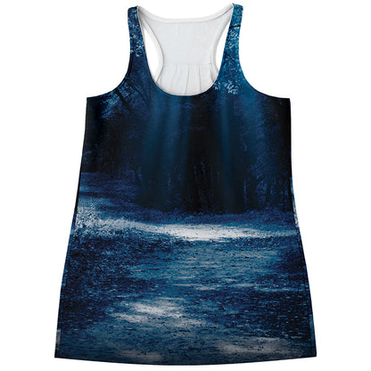 Night Forest And Moonlight Print Women's Racerback Tank Top