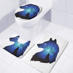 Night Forest Wolf Spirit Print 3 Piece Bath Mat Set