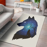 Night Forest Wolf Spirit Print Area Rug