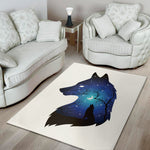 Night Forest Wolf Spirit Print Area Rug