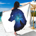 Night Forest Wolf Spirit Print Beach Sarong Wrap