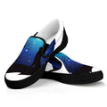 Night Forest Wolf Spirit Print Black Slip On Sneakers