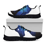 Night Forest Wolf Spirit Print Black Sneakers