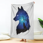 Night Forest Wolf Spirit Print Blanket