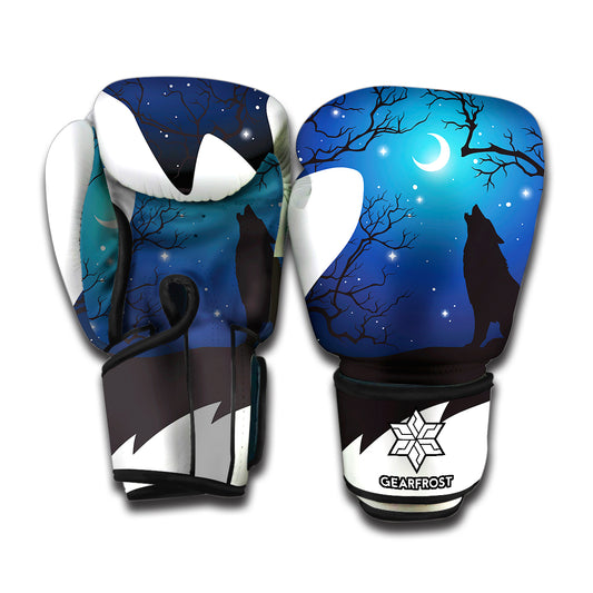 Night Forest Wolf Spirit Print Boxing Gloves