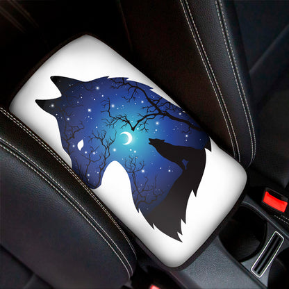 Night Forest Wolf Spirit Print Car Center Console Cover