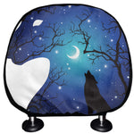 Night Forest Wolf Spirit Print Car Headrest Covers