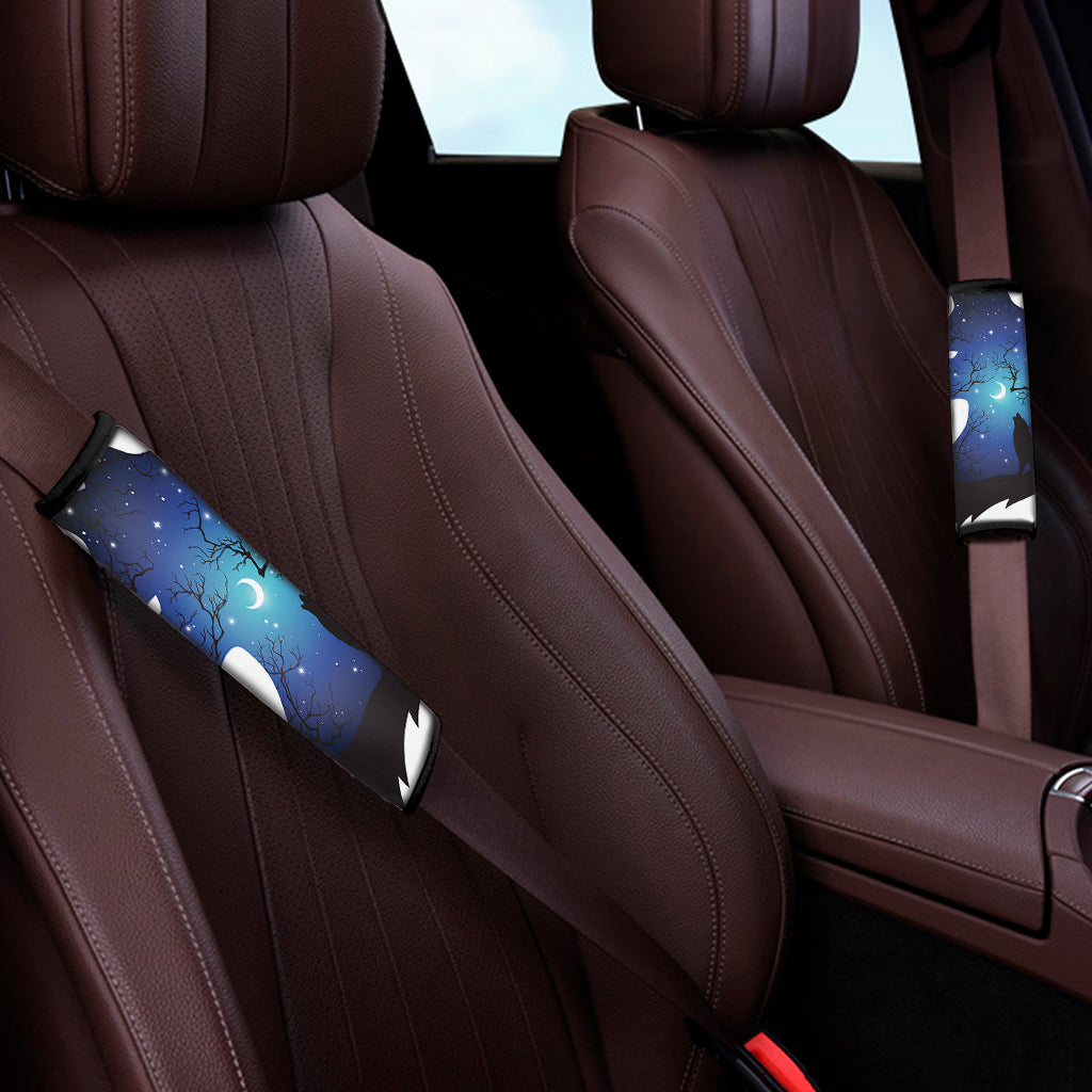 Night Forest Wolf Spirit Print Car Seat Belt Covers