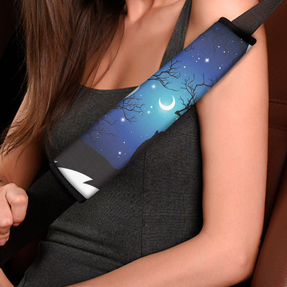 Night Forest Wolf Spirit Print Car Seat Belt Covers