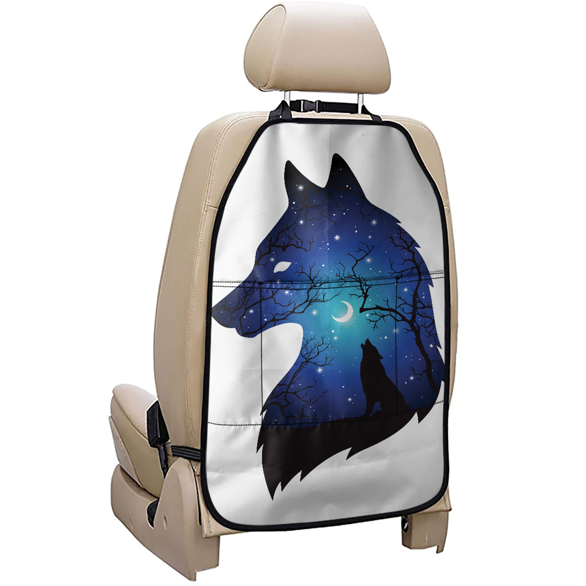 Night Forest Wolf Spirit Print Car Seat Organizers