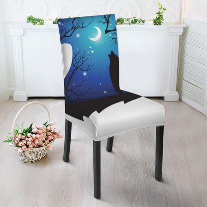 Night Forest Wolf Spirit Print Dining Chair Slipcover