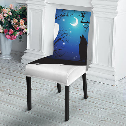 Night Forest Wolf Spirit Print Dining Chair Slipcover