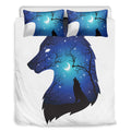 Night Forest Wolf Spirit Print Duvet Cover Bedding Set