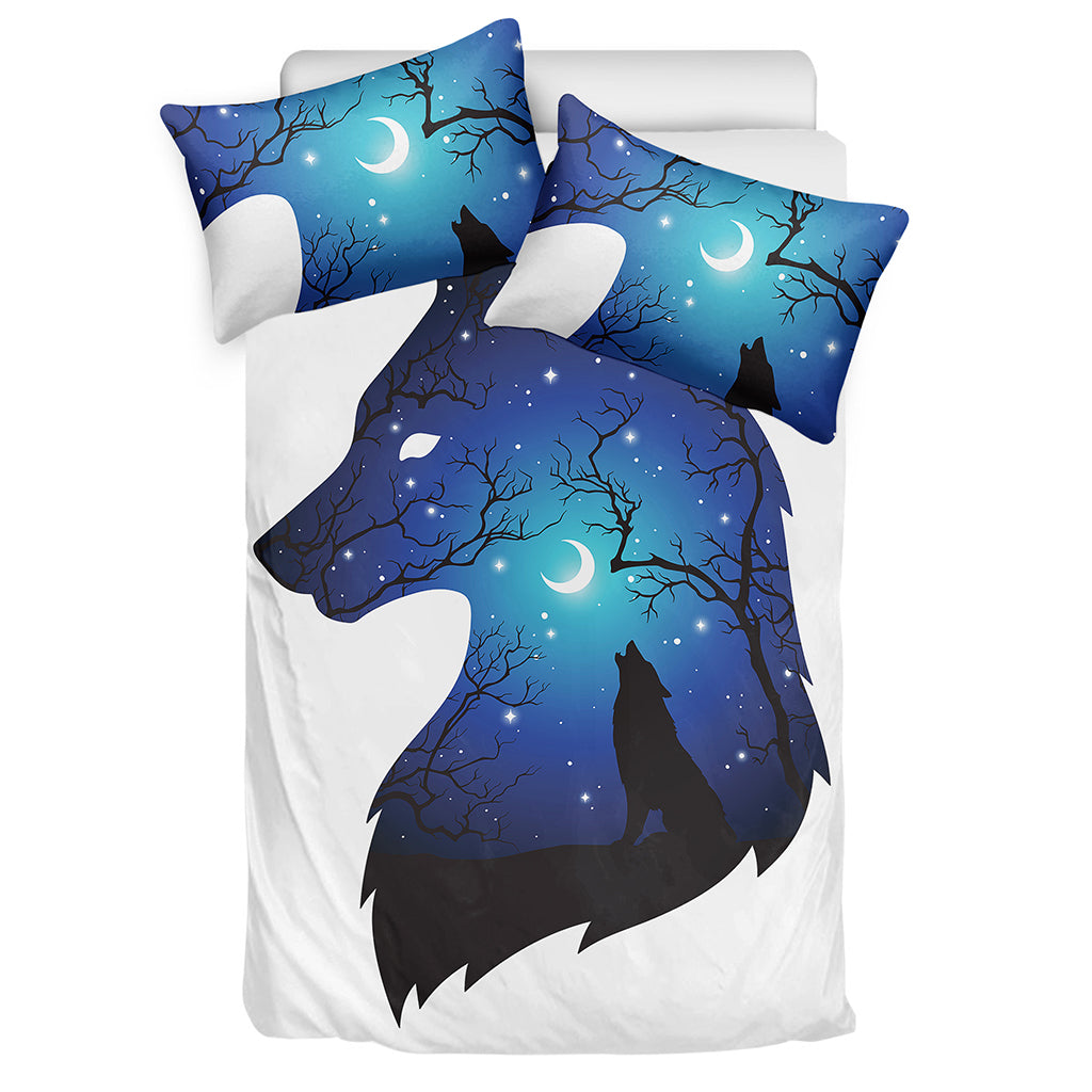 Night Forest Wolf Spirit Print Duvet Cover Bedding Set