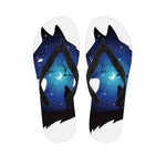 Night Forest Wolf Spirit Print Flip Flops