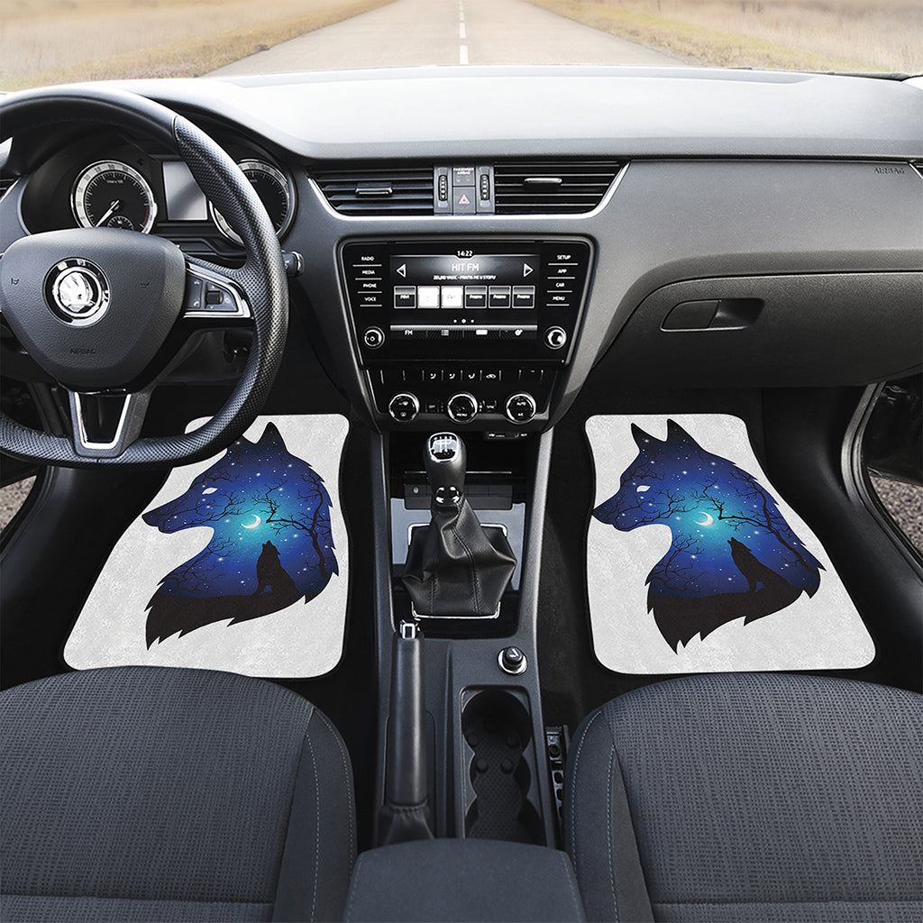 Night Forest Wolf Spirit Print Front and Back Car Floor Mats