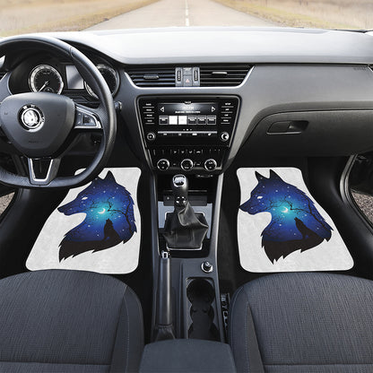 Night Forest Wolf Spirit Print Front and Back Car Floor Mats
