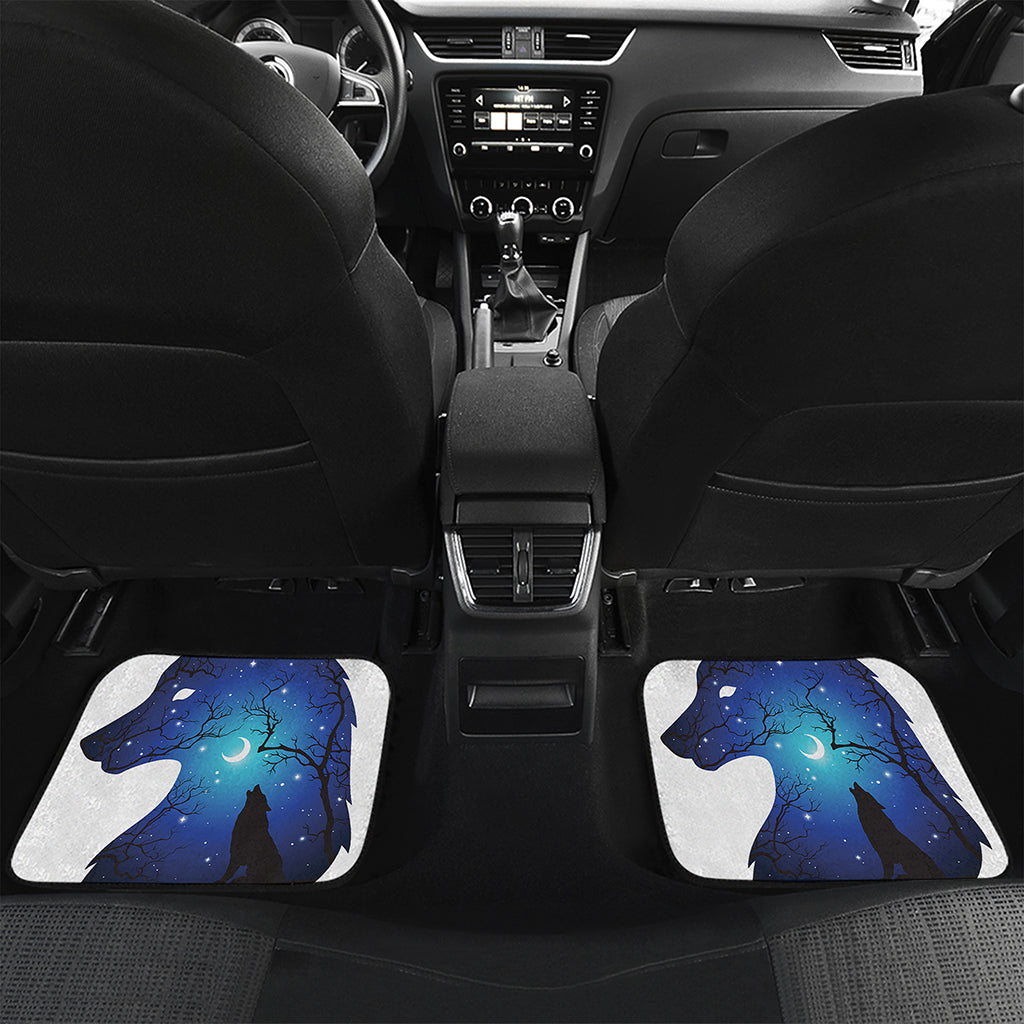 Night Forest Wolf Spirit Print Front and Back Car Floor Mats