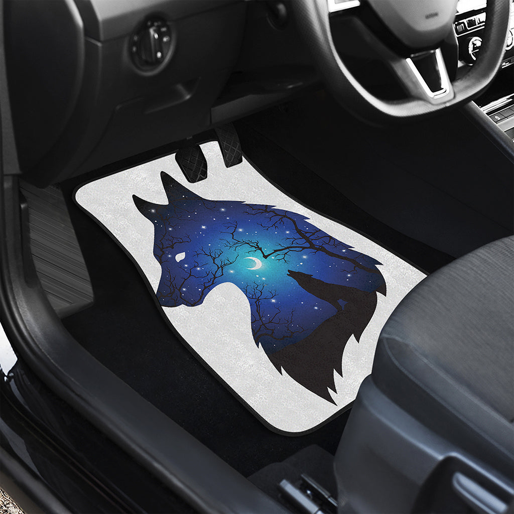 Night Forest Wolf Spirit Print Front and Back Car Floor Mats
