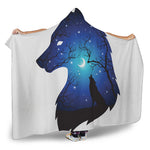 Night Forest Wolf Spirit Print Hooded Blanket