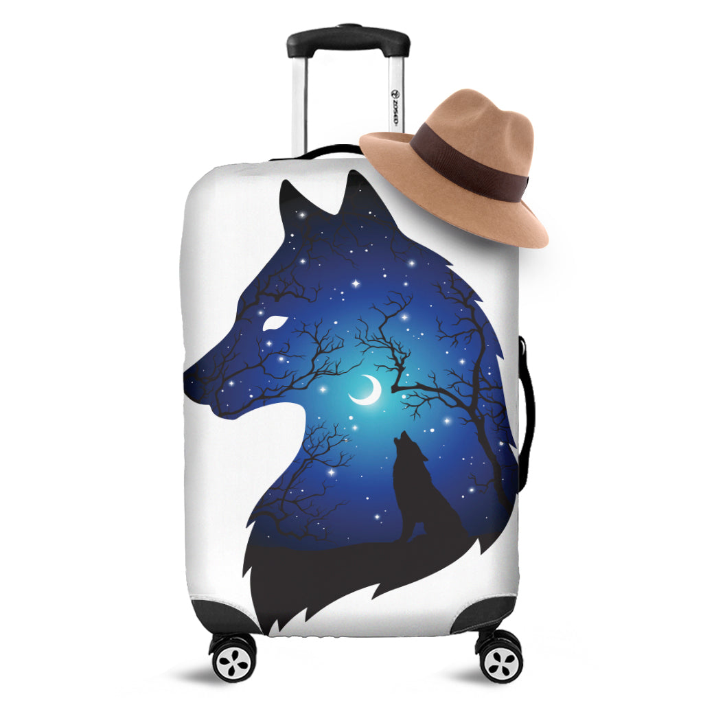 Night Forest Wolf Spirit Print Luggage Cover