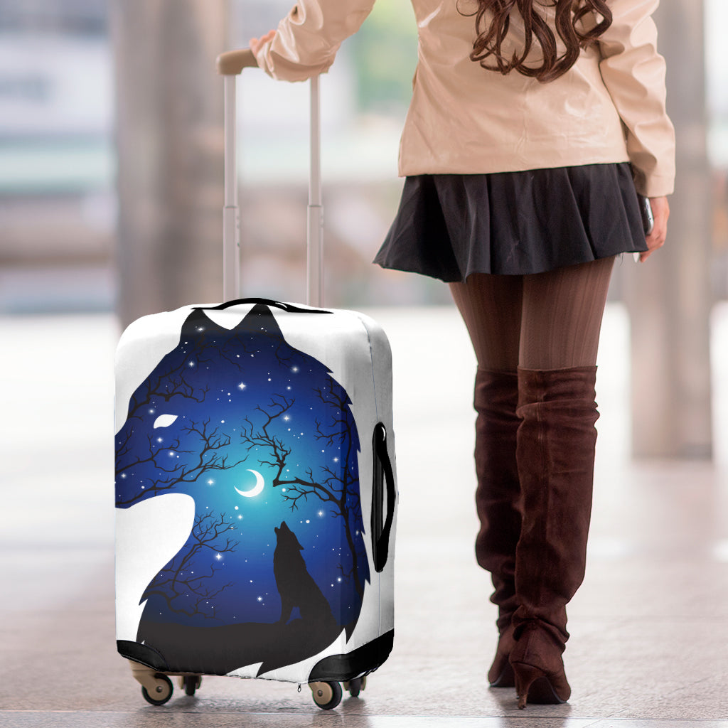 Night Forest Wolf Spirit Print Luggage Cover