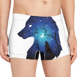 Night Forest Wolf Spirit Print Men's Boxer Briefs