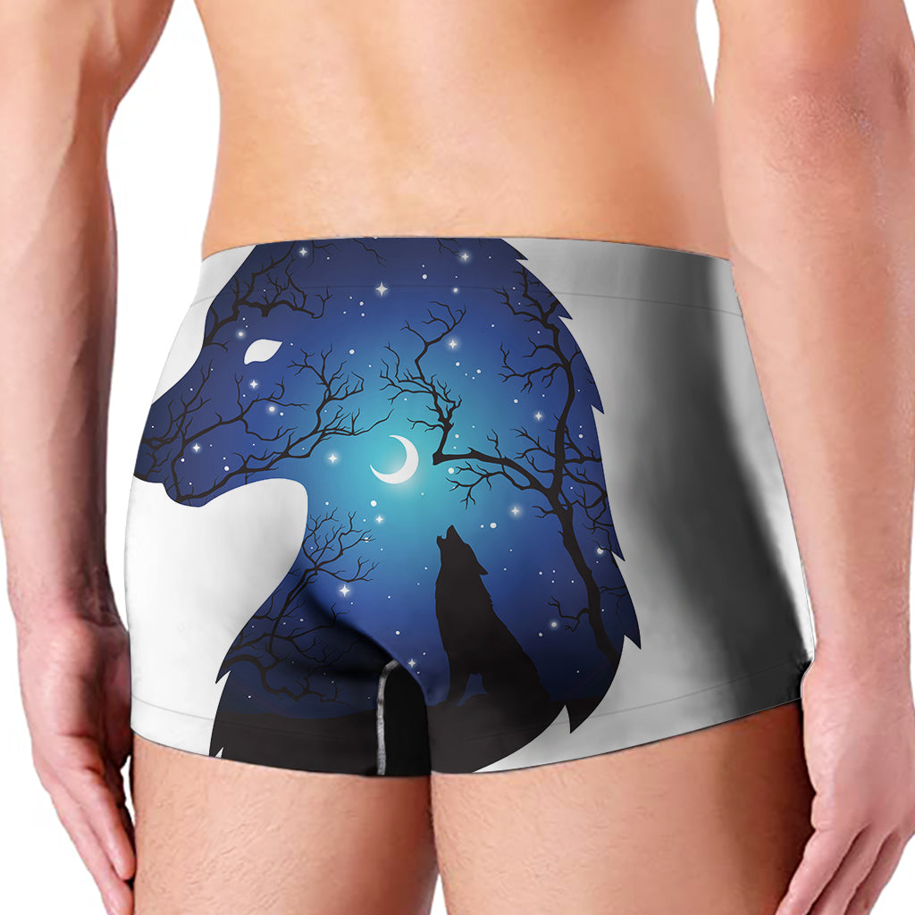 Night Forest Wolf Spirit Print Men's Boxer Briefs