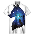Night Forest Wolf Spirit Print Men's Short Sleeve Shirt