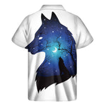 Night Forest Wolf Spirit Print Men's Short Sleeve Shirt