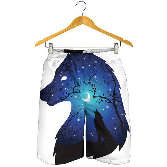 Night Forest Wolf Spirit Print Men's Shorts