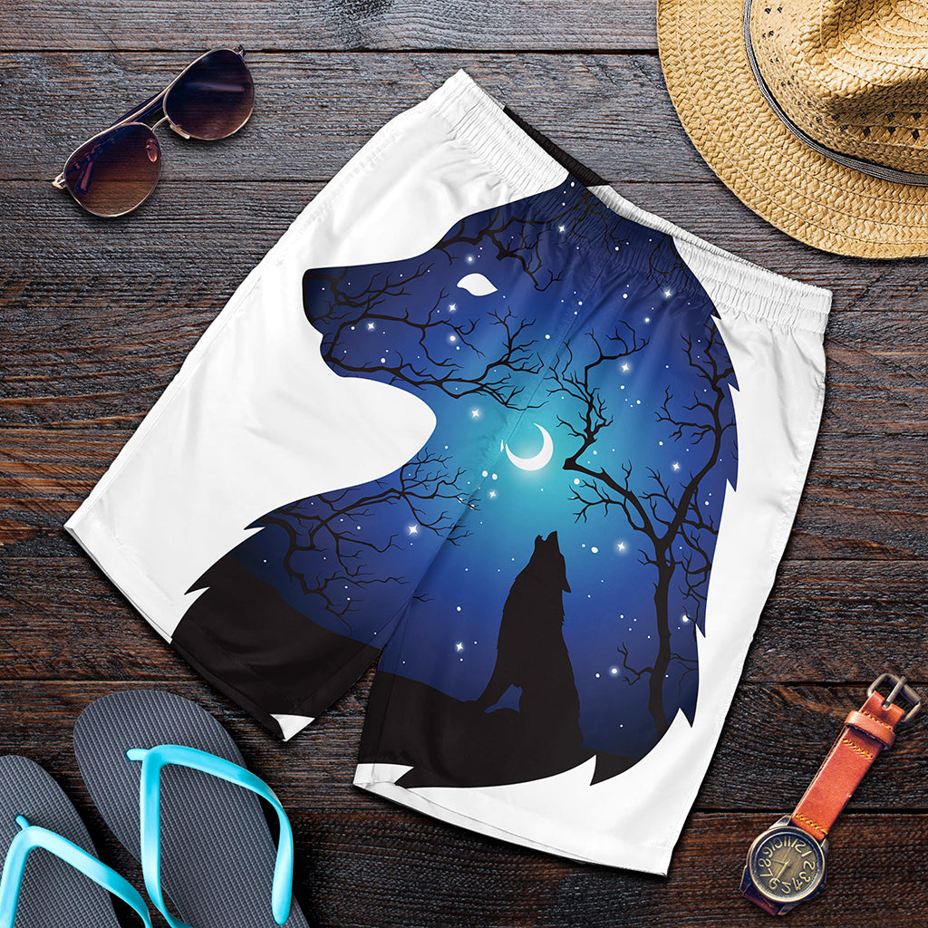 Night Forest Wolf Spirit Print Men's Shorts