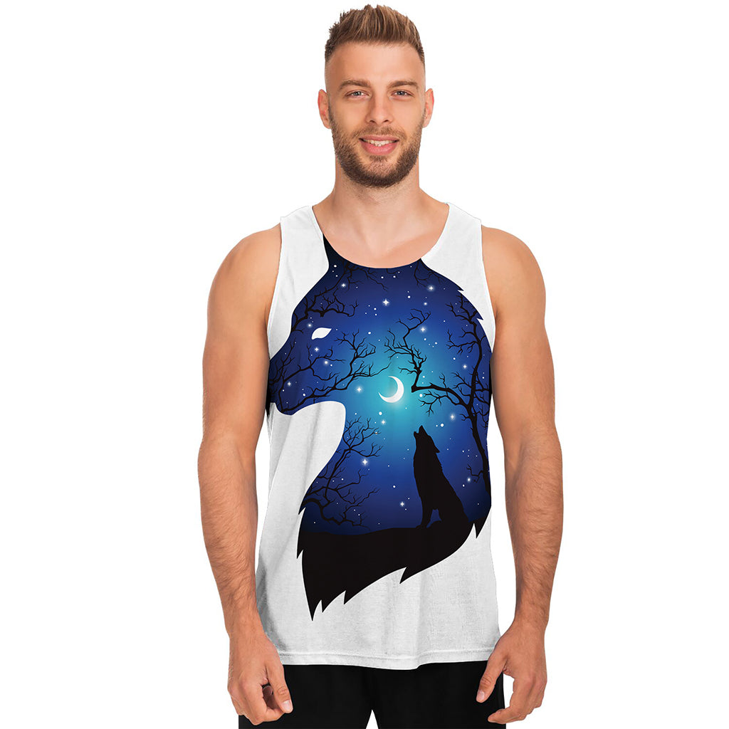 Night Forest Wolf Spirit Print Men's Tank Top