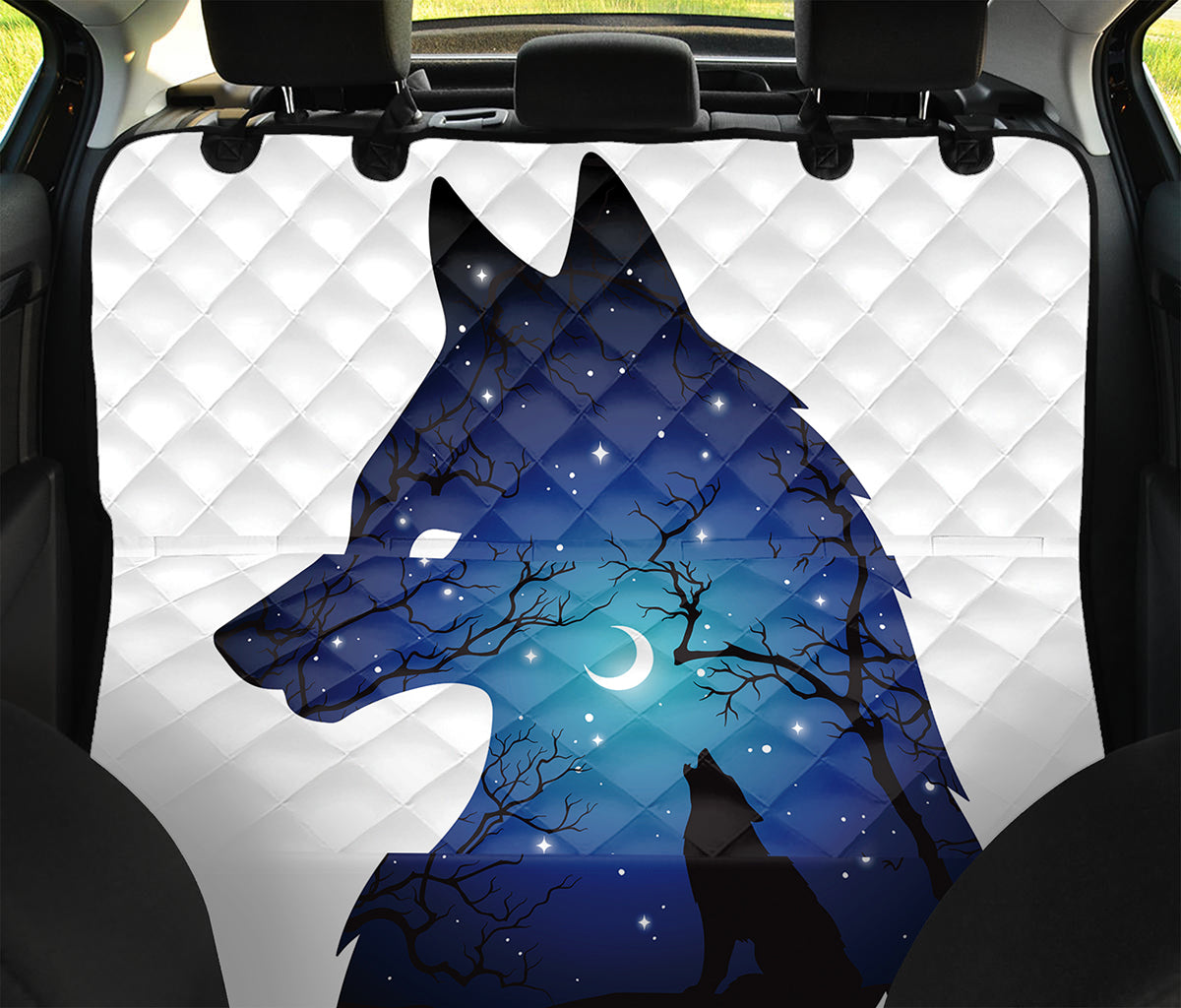 Night Forest Wolf Spirit Print Pet Car Back Seat Cover