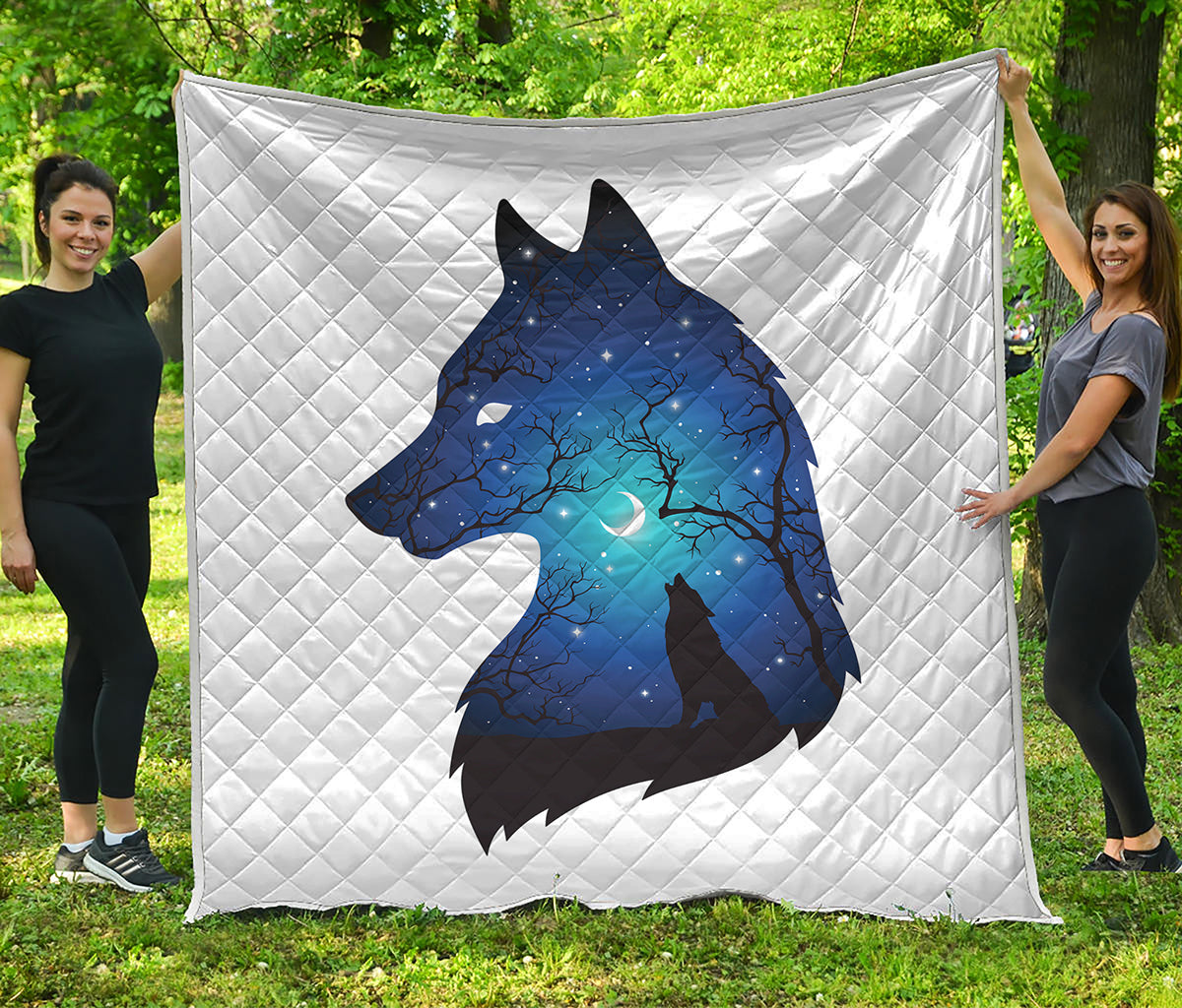 Night Forest Wolf Spirit Print Quilt