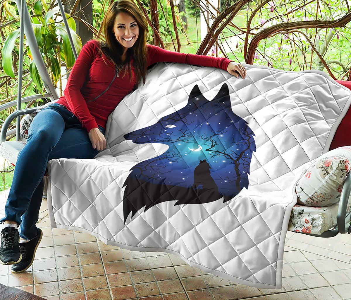 Night Forest Wolf Spirit Print Quilt