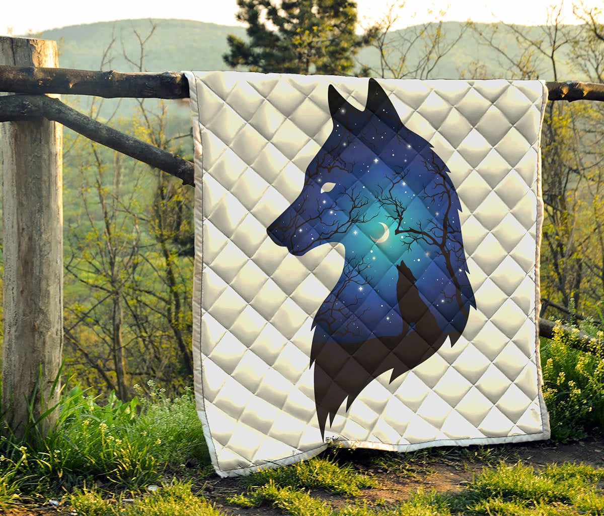 Night Forest Wolf Spirit Print Quilt