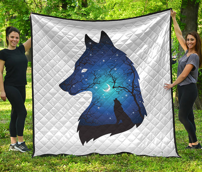 Night Forest Wolf Spirit Print Quilt